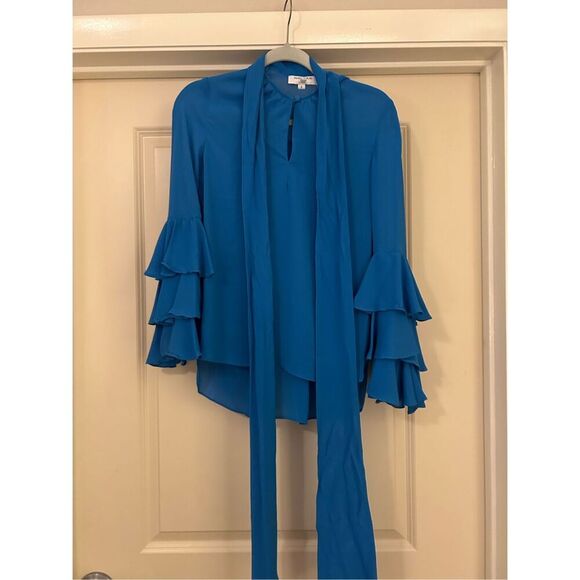 Prabal Gurung Rent The Runway Pre-Loved Blue Bell Sleeve Blouse 2 $398 - Picture 4 of 6